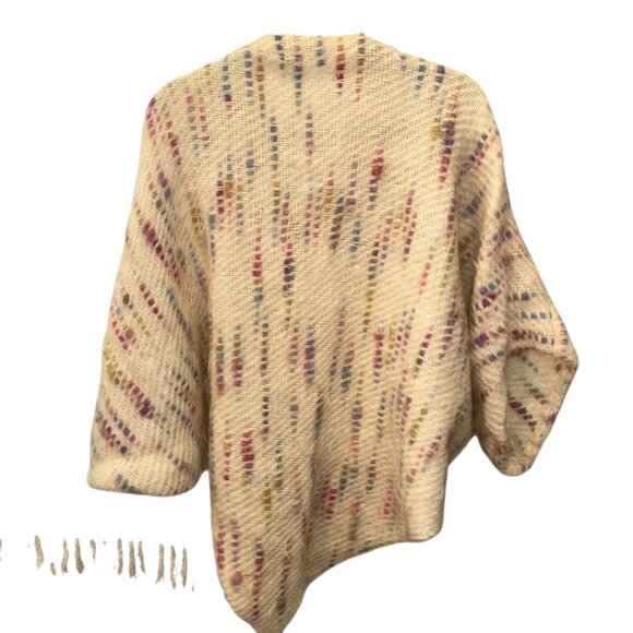 anne lord SPECTACULAR vintage mohair cream multi spec marl cape sweater XL - Picture 1 of 5